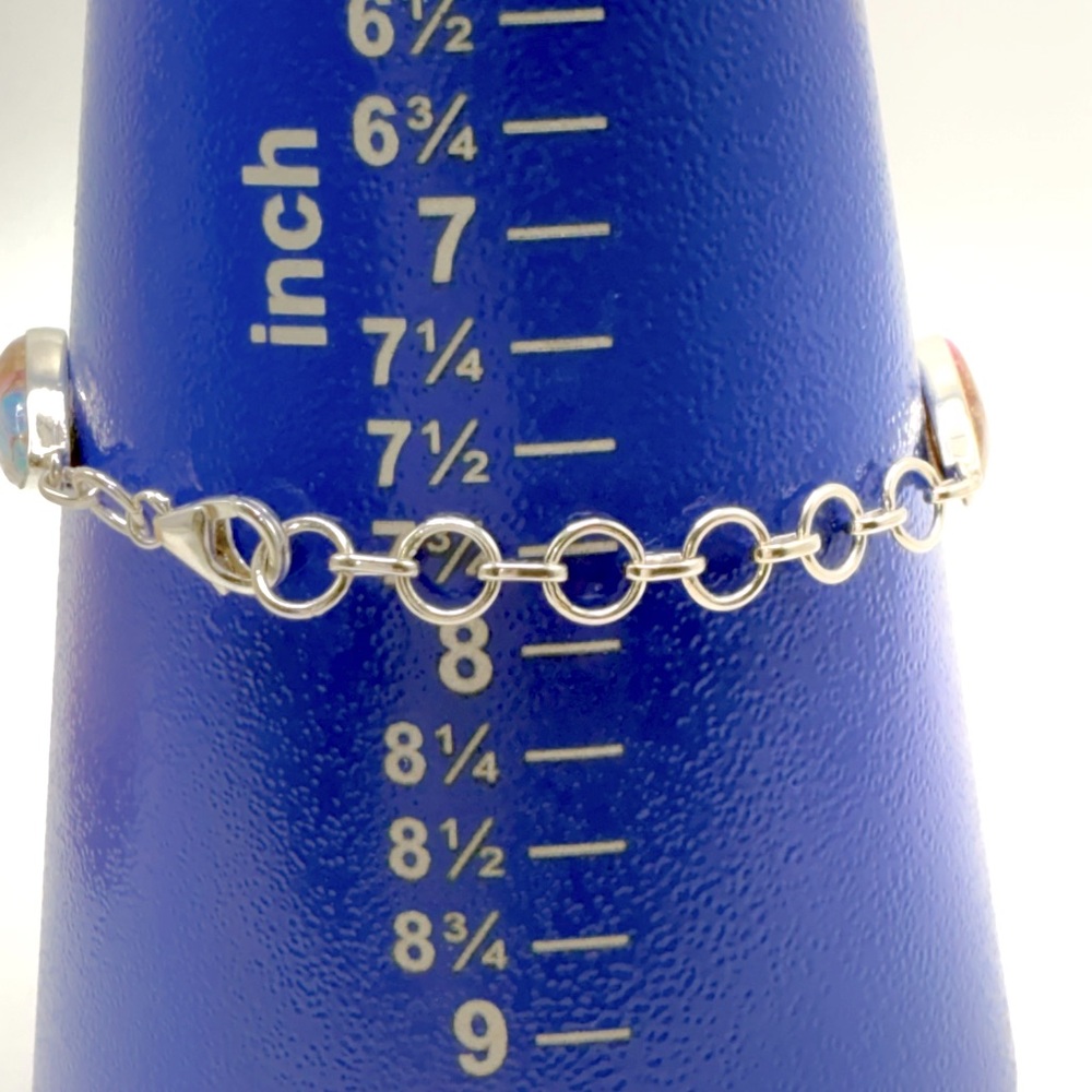 Pink Oyster Turquoise .925 Sterling Silver Bracelet - Picture 15 of 16